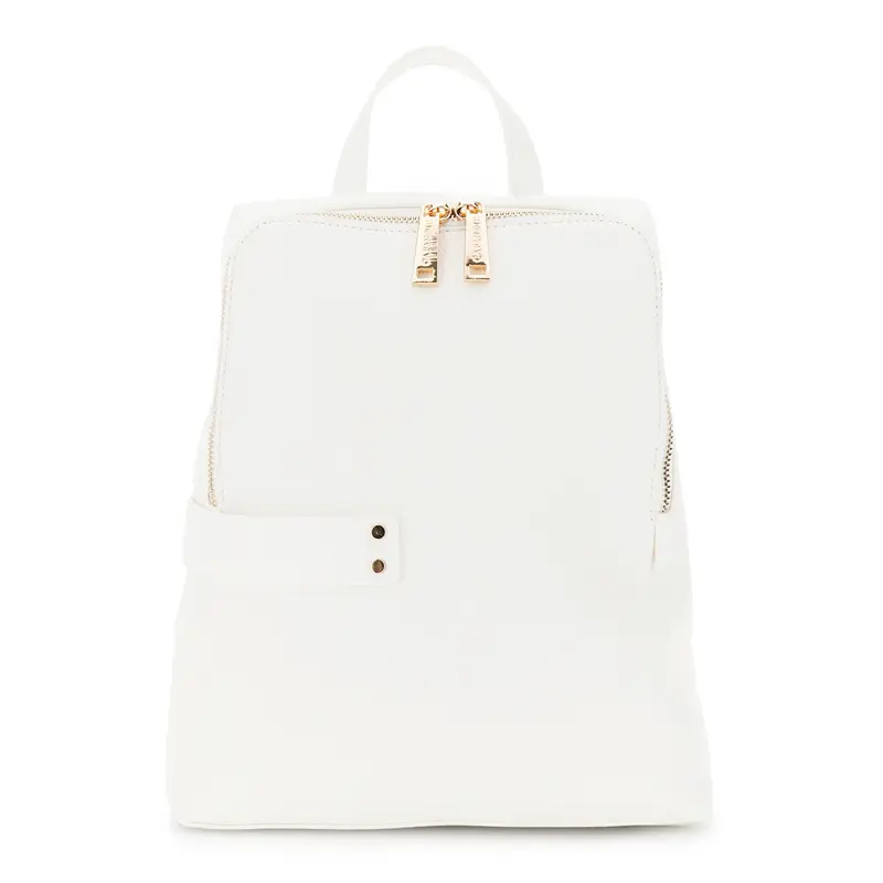 zaino effetto pelle con grana con passante e logo in tpu bianco