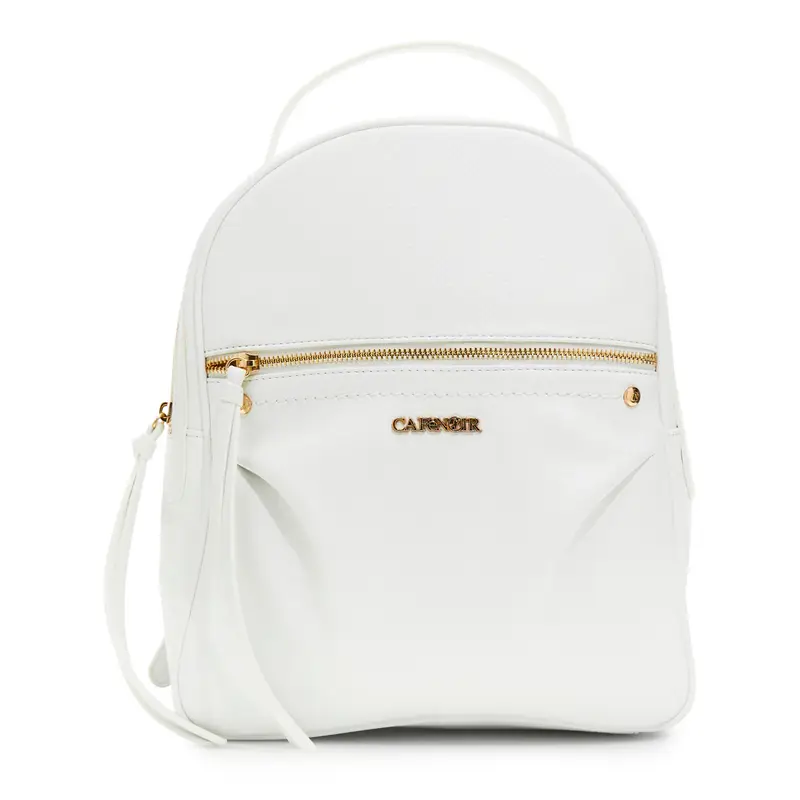 zaino morbido effetto pelle granosa con applicazione di rivetti metallici bianco