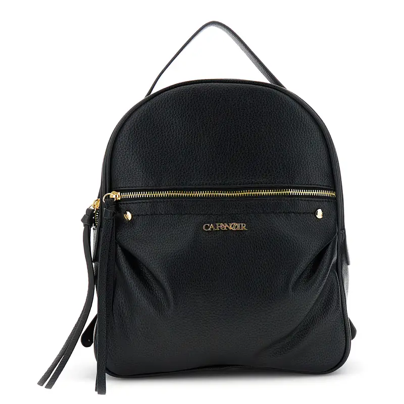 zaino morbido effetto pelle granosa con applicazione di rivetti metallici nero