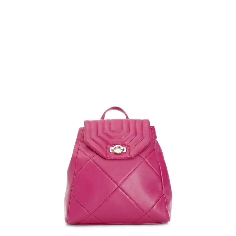 zaino trapuntato con motivo a rombi e pattina trapuntata fuxia