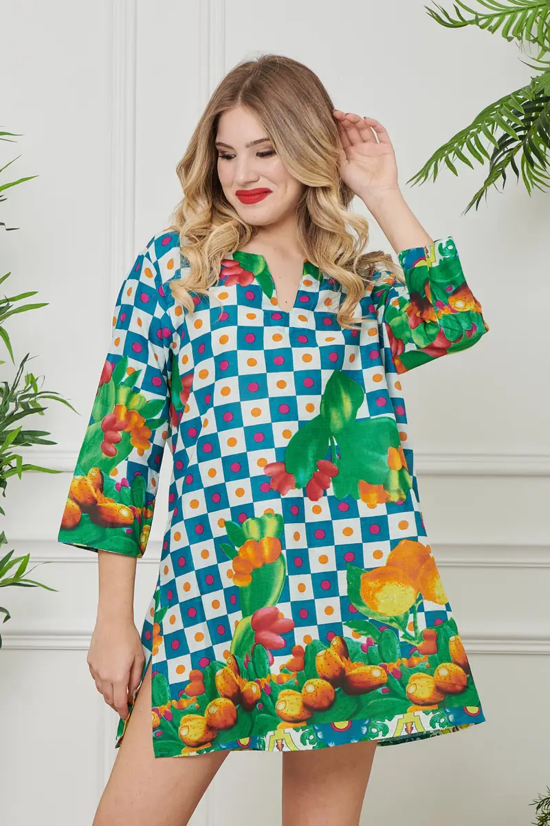 CAFTANO MANICHE 3/4 | Colore: Cactus | Taglia: S/M