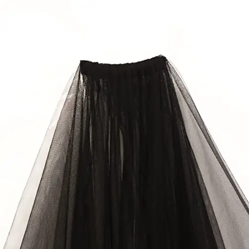 Caiguo Nero Pizzo Velo da Sposa, 2 Tier Fiore Gotico Velo Festa di Halloween Velo con Pettine Accessori per Donne e miniatura 3