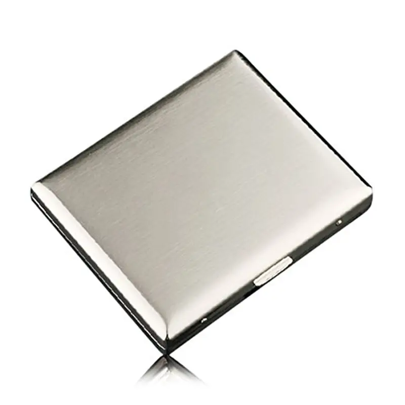 CaLeQi - Scatola portasigarette in acciaio inossidabile di alta qualità, design a filo placcato nichel, contiene 20