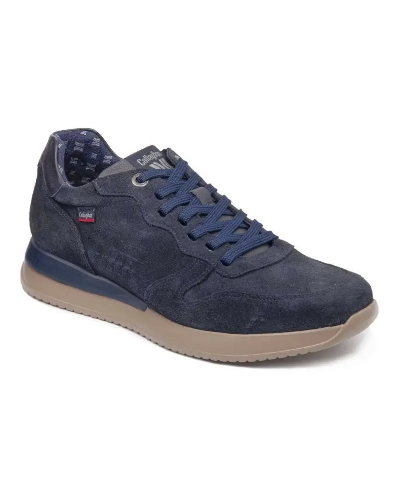 sneakers uomo moses-2 in camoscio blu 51112