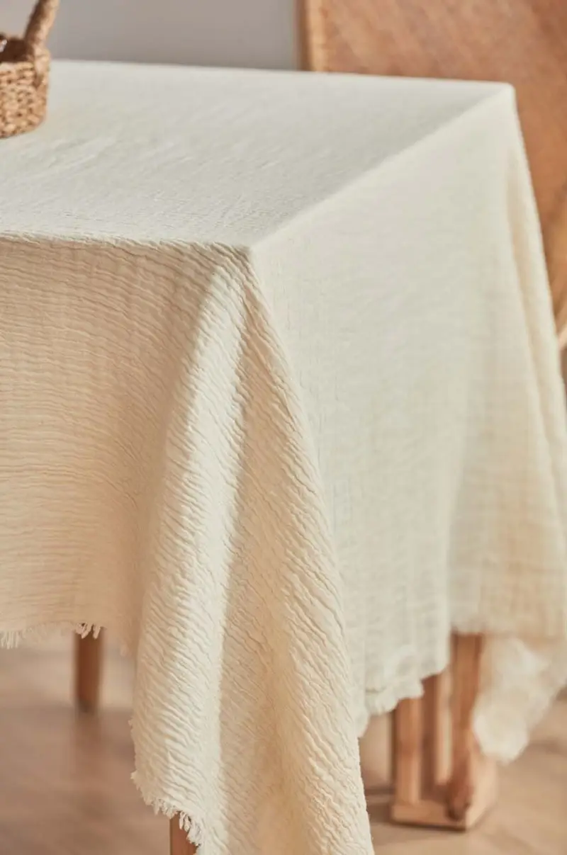 tovaglia in cotone Layer 160 x 200 cm Beige miniatura 5