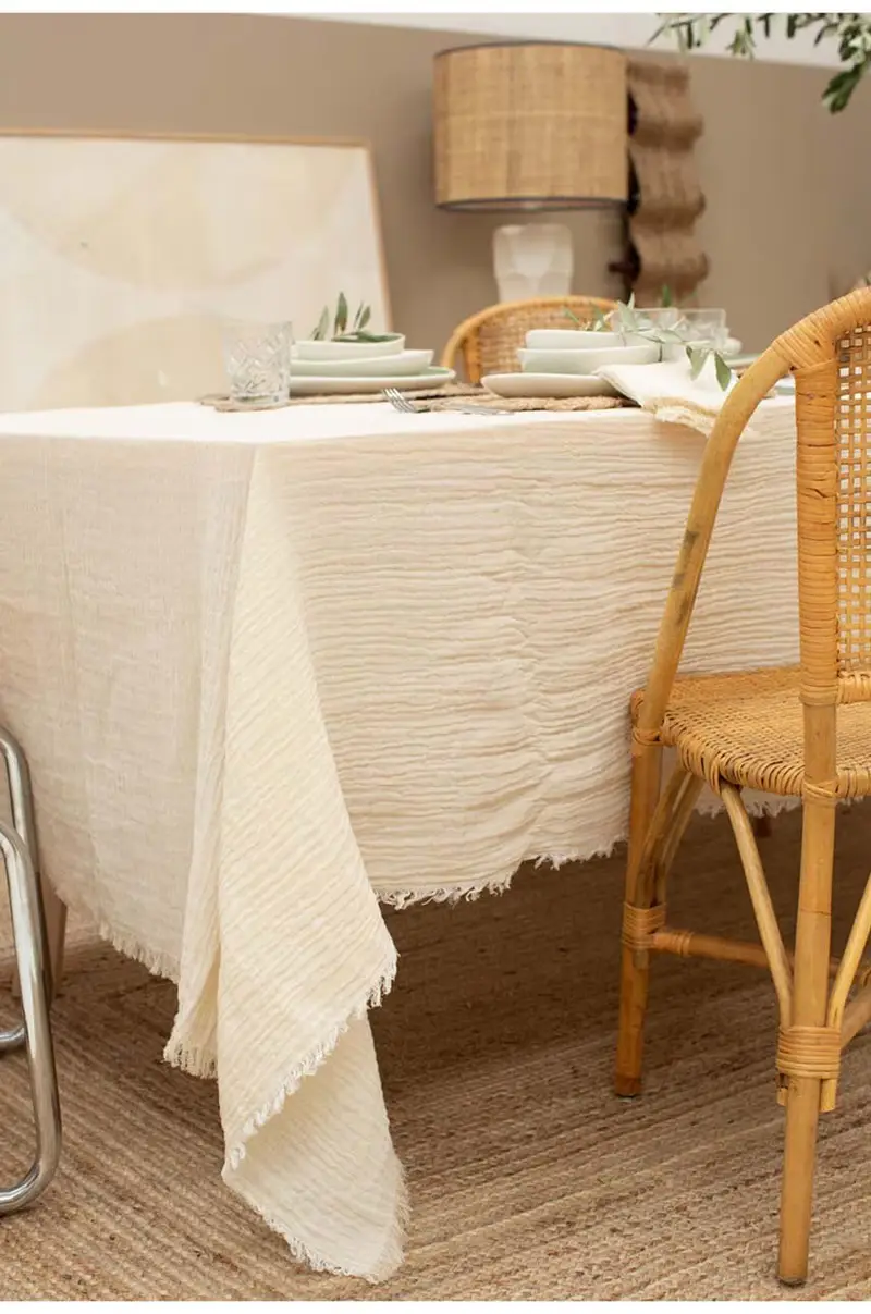 tovaglia in cotone Layer 160 x 250 cm Beige miniatura 3
