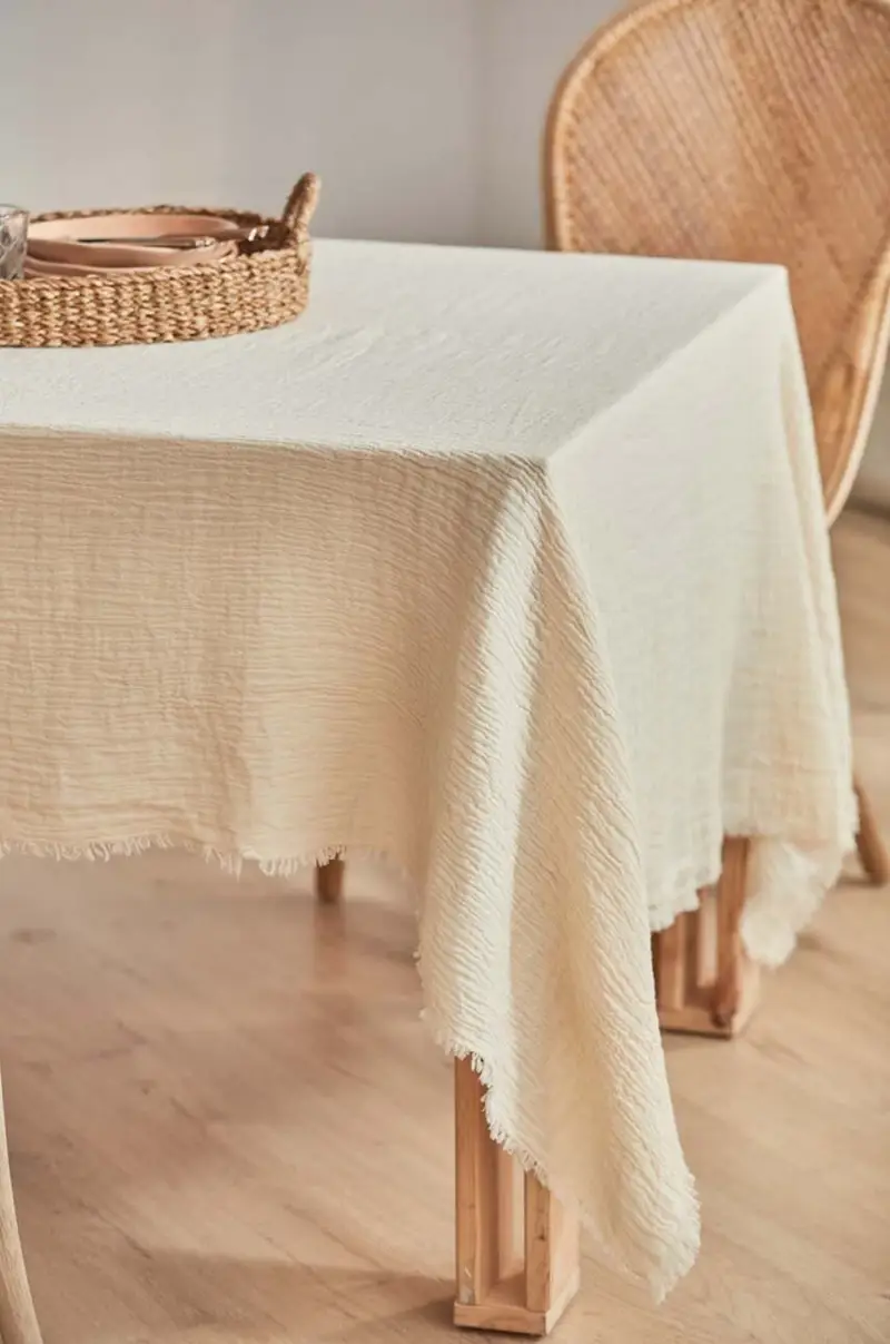 tovaglia in cotone Layer 160 x 250 cm Beige miniatura 4