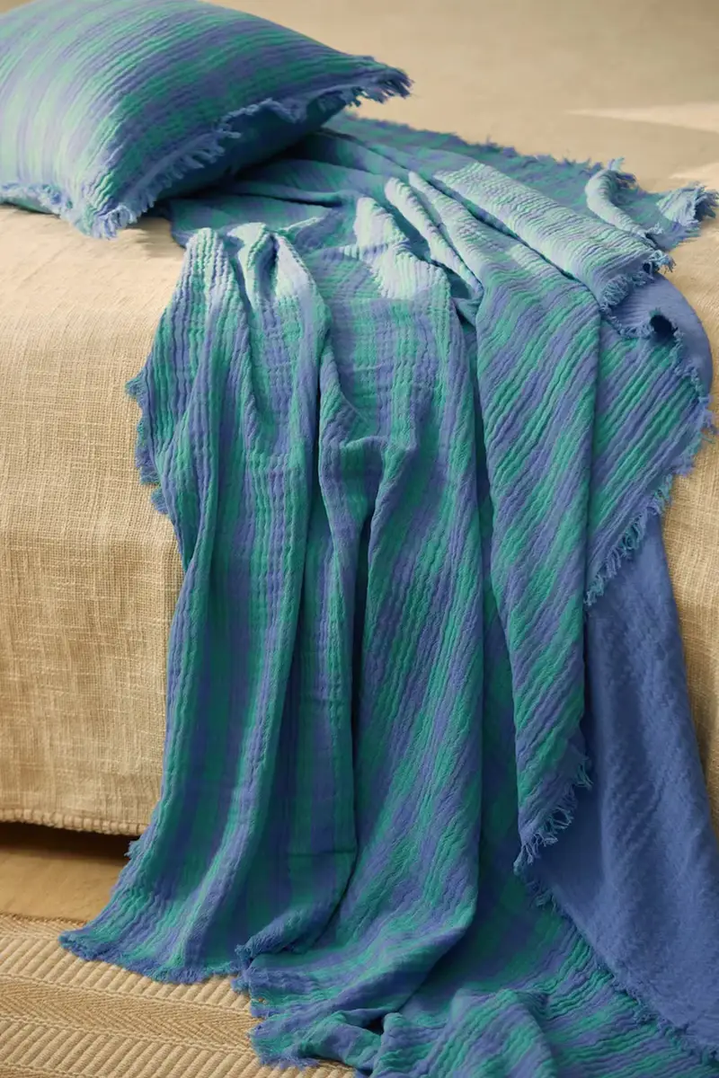 tovaglia in cotone Nasau 120 x 180 cm colore blu miniatura 3