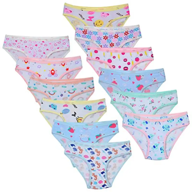 Calosy, slip da bambina in morbido cotone, fantasie assortite, confezione da 12, Multicolore 11, 8