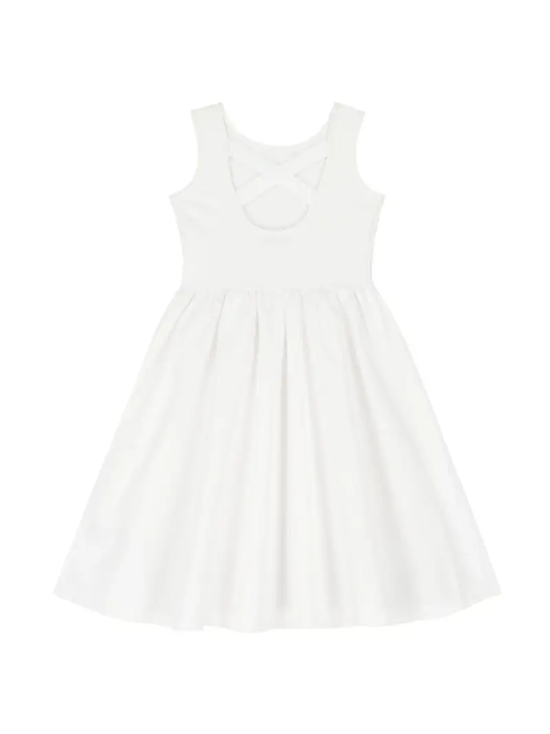 Calvin Klein abito bianco bambina in misto viscosa mini logo sul petto miniatura 2