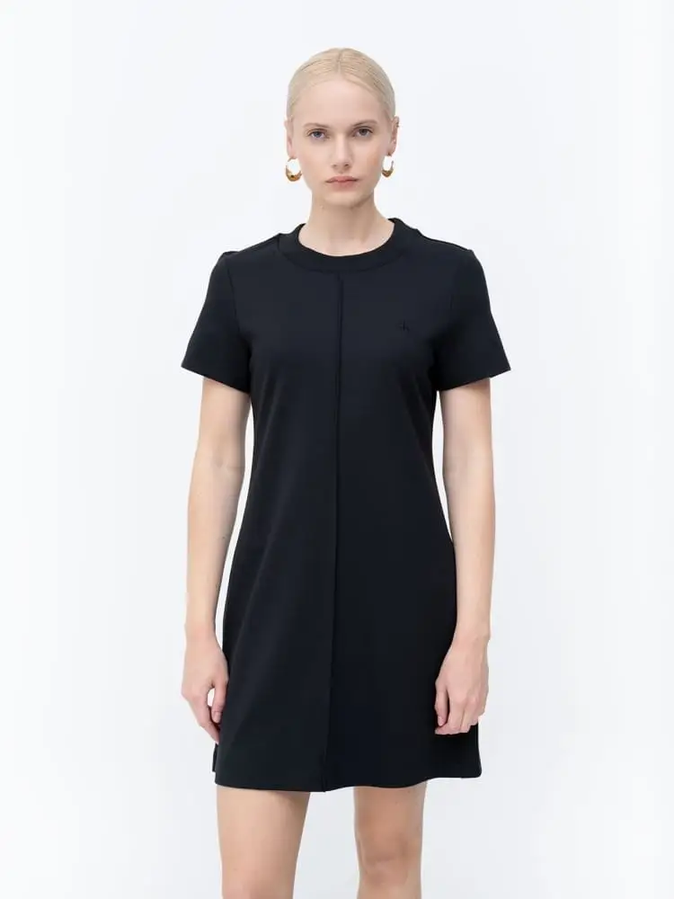 abito in punto milano nero mezza manica