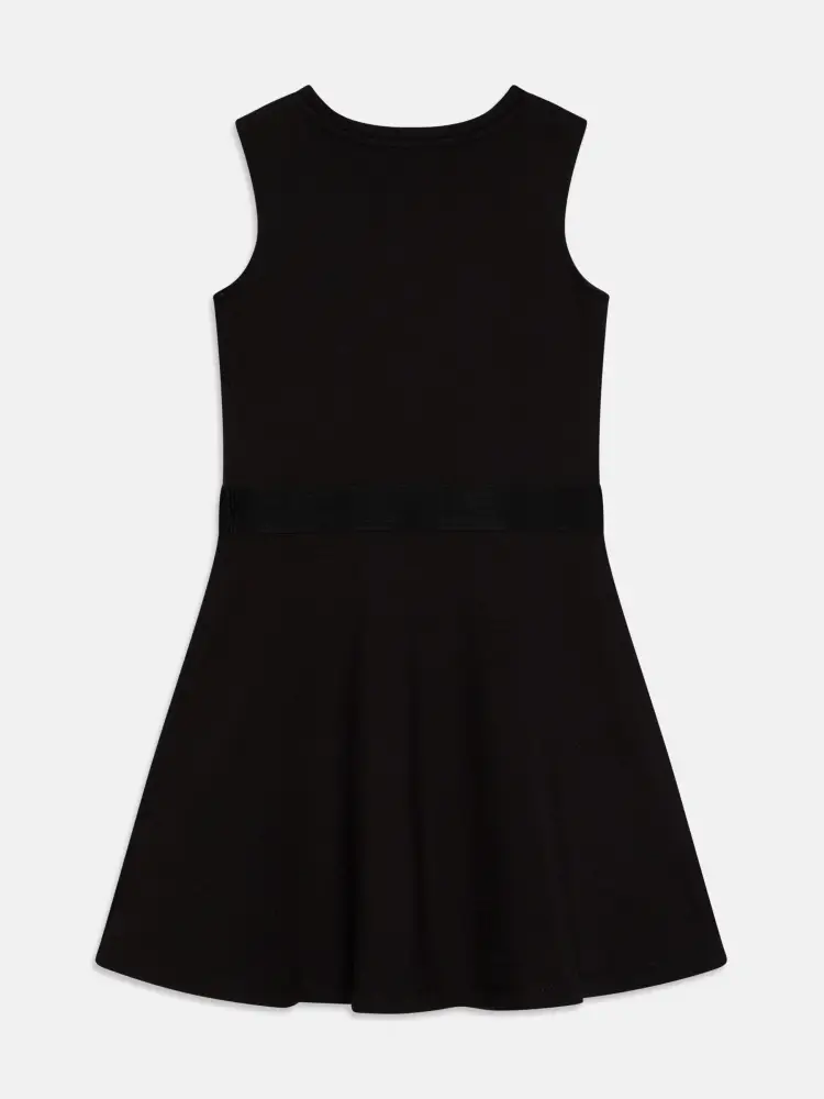 abito nero bambina in misto viscosa mini logo in vita miniatura 2