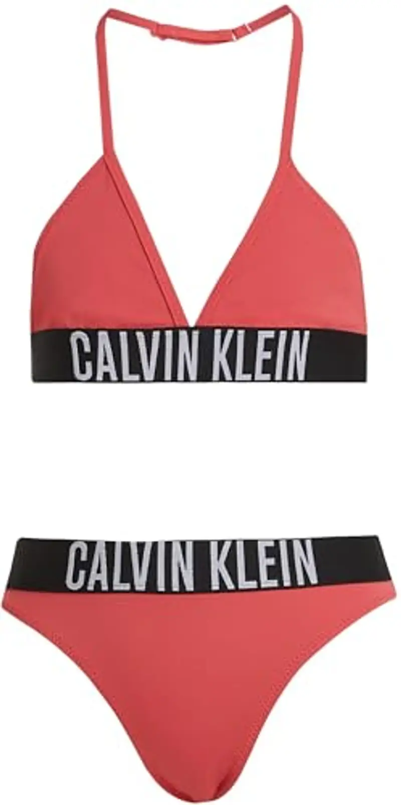 Calvin Klein Bambina Bikini Triangle Set con Fascia con Logo, Rosso (Deep Crimson Fruit), 14-16 Anni