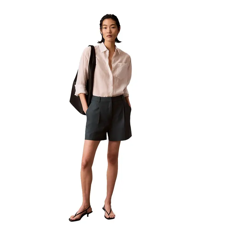 Bermuda Lino Blu Donna 6