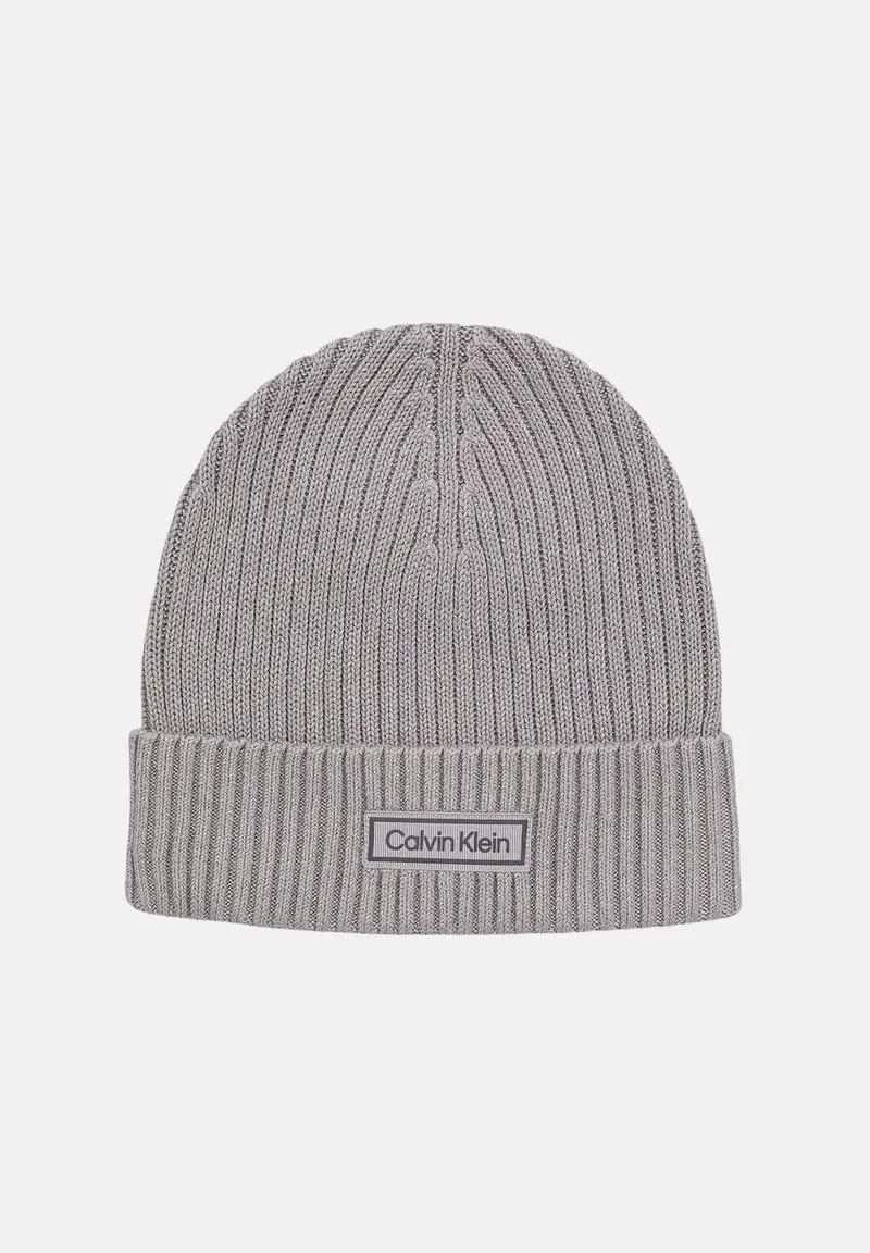 Berretto di lana grigio per uomo e donna con logo