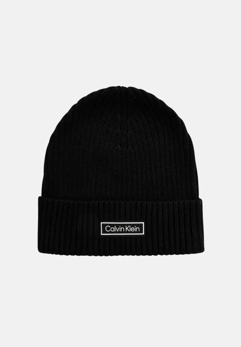 Berretto di lana nero per uomo e donna con logo