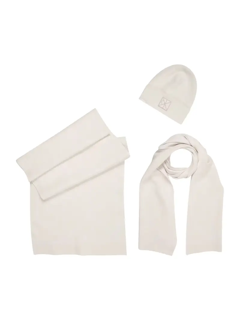 Berretto lilla pastello / bianco lana miniatura 2