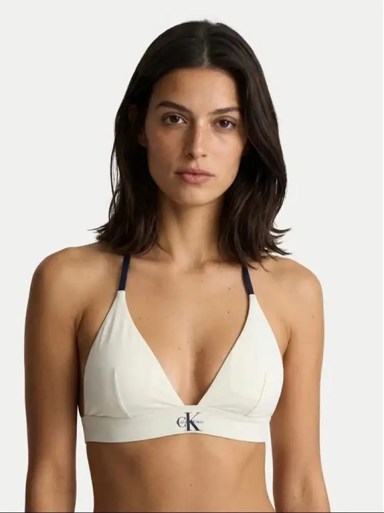 bikini pezzo sopra bianco con logo monogram