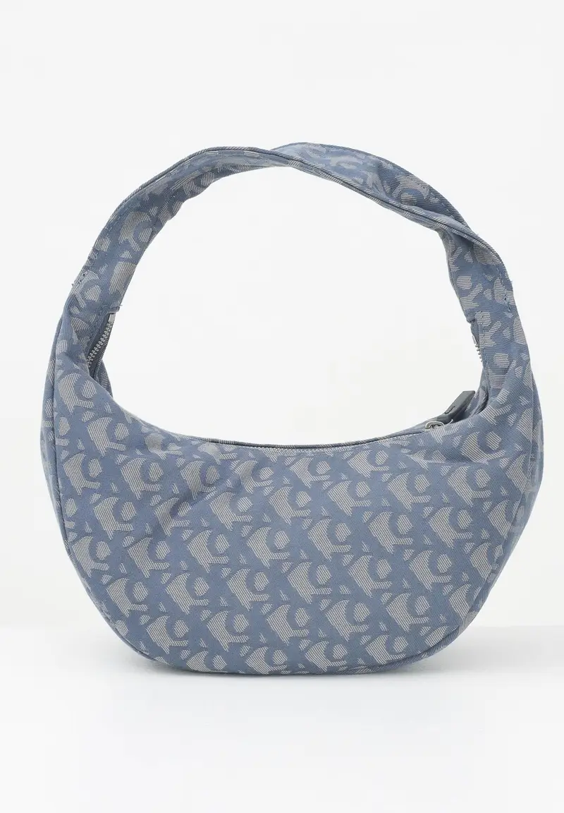 CALVIN KLEIN Borsa a spalla blu da donna con motivo jacquard all-over