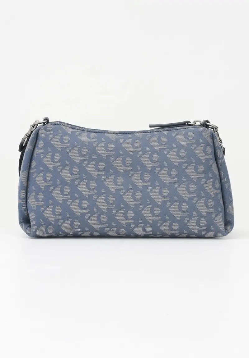 CALVIN KLEIN Borsa a spalla blu indaco da donna in tessuto jacquard con stampa monogram