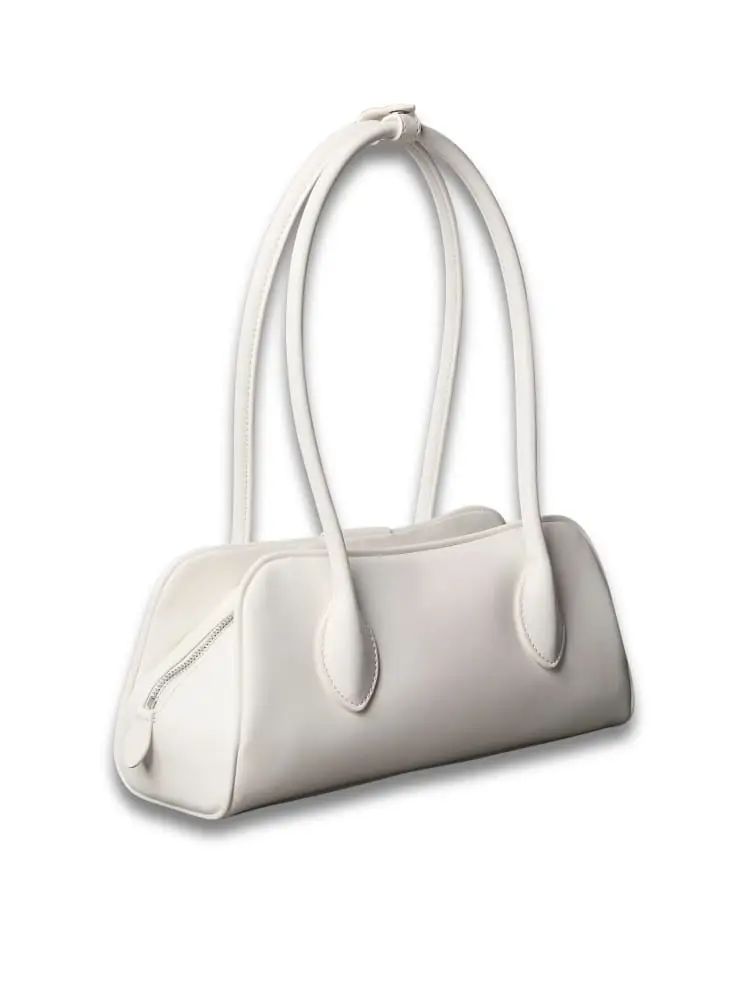 borsa a spalla donna in ecopelle bianca liscia miniatura 2