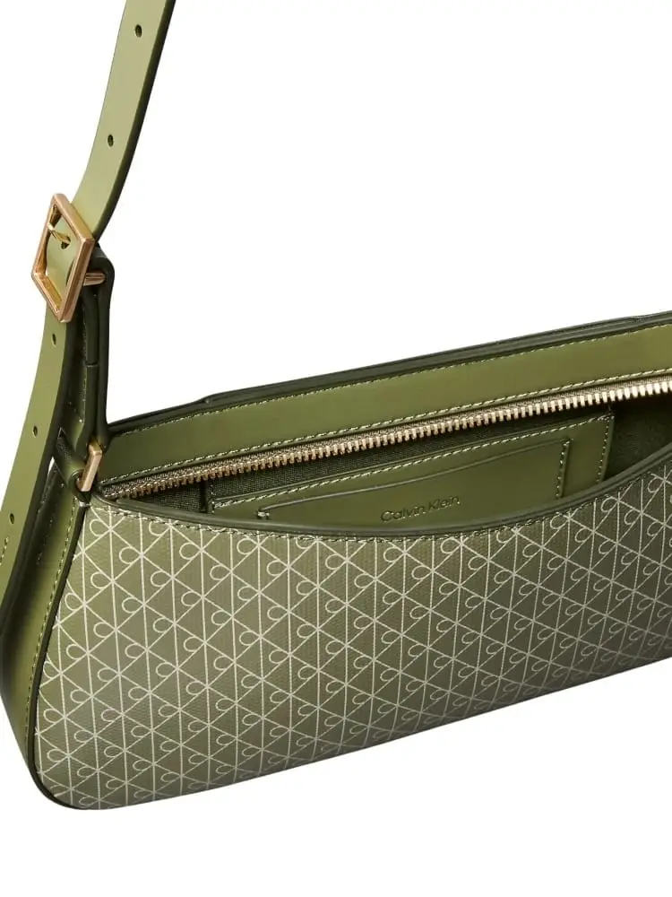 borsa a spalla donna in ecopelle verde con logo emblem all-over miniatura 3