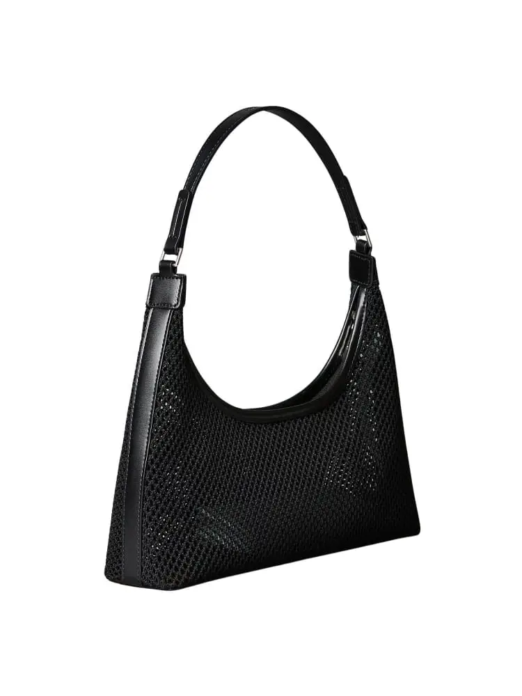 borsa a spalla donna in rete nera con pochette miniatura 3