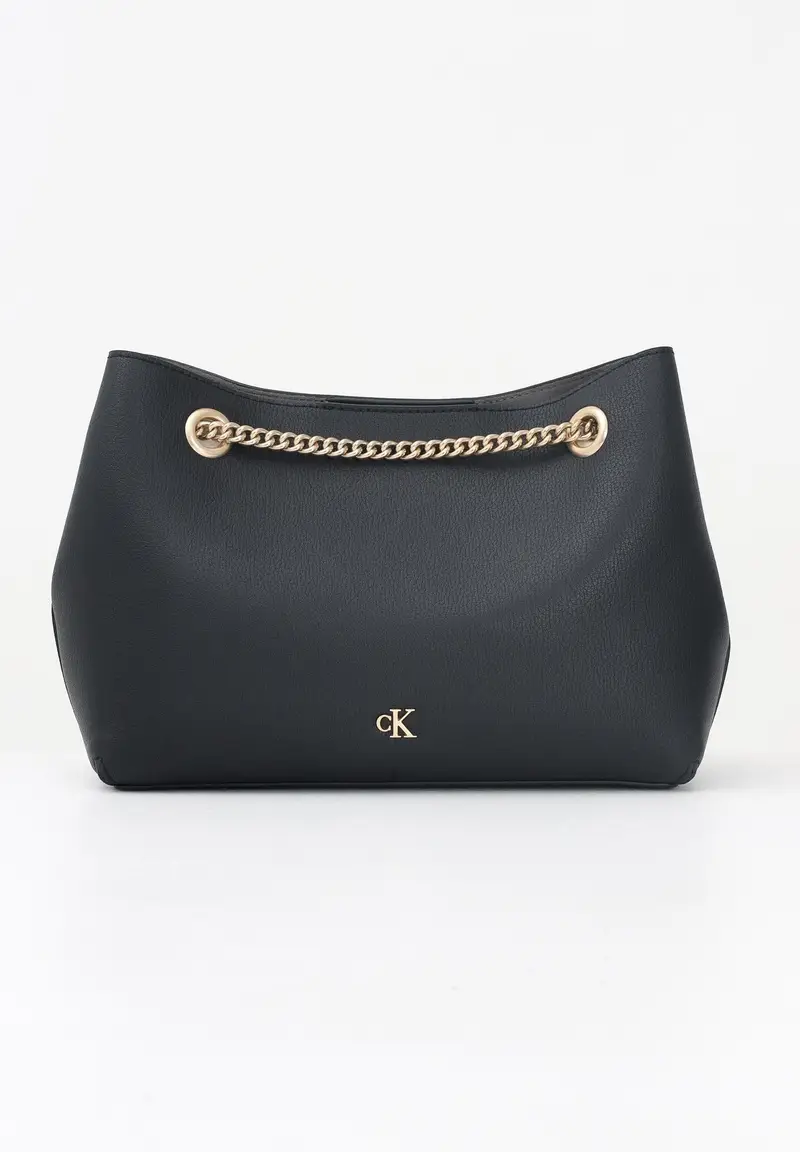 CALVIN KLEIN Borsa a spalla nera da donna con logo