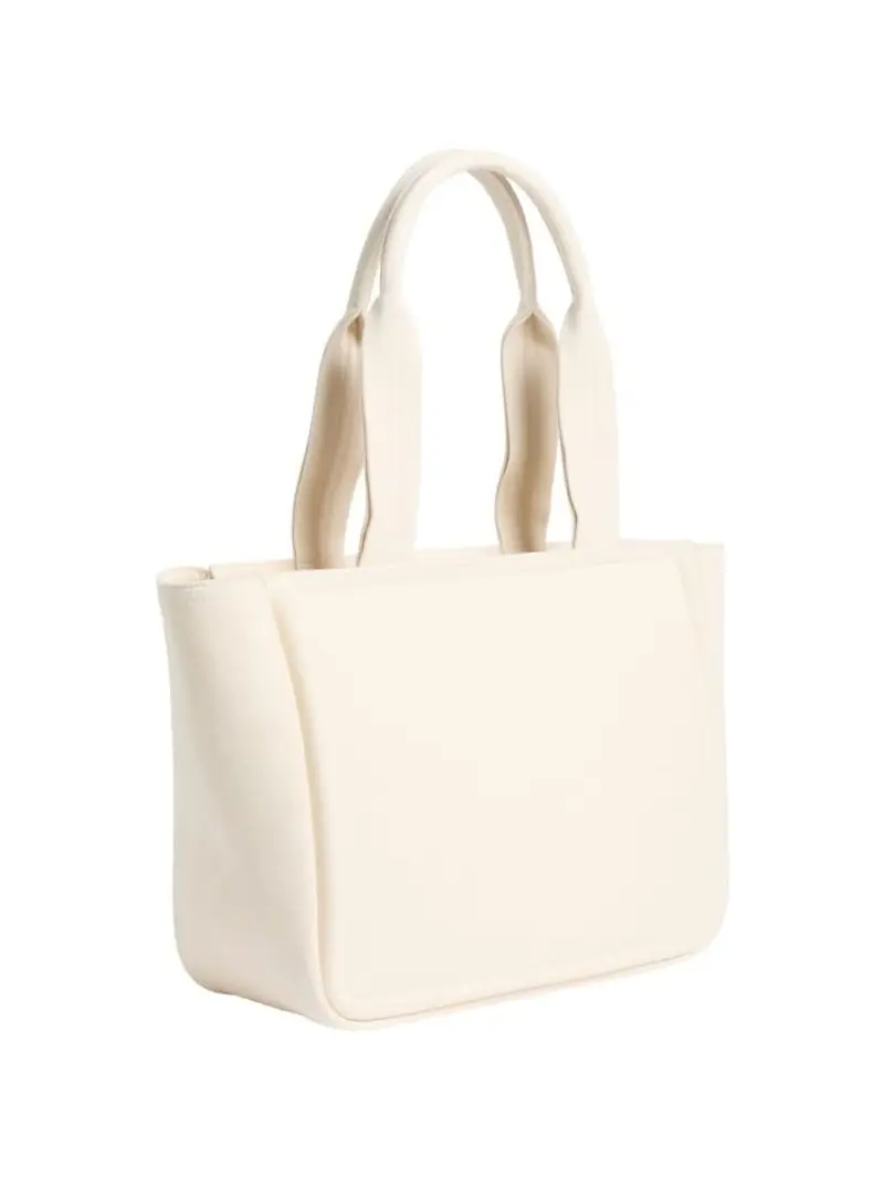 Calvin Klein borsa avorio donna a mano in tela di cotone logo sul davanti miniatura 2