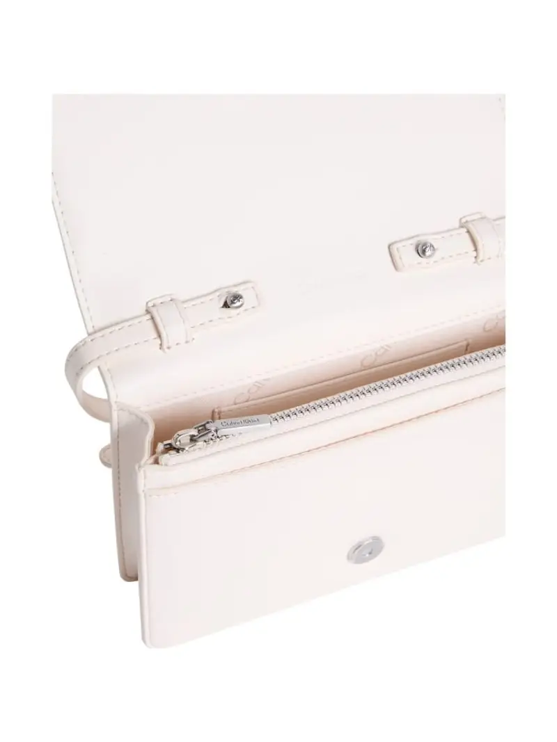 Calvin Klein borsa avorio donna in ecopelle con tracolla logo sul davanti miniatura 2