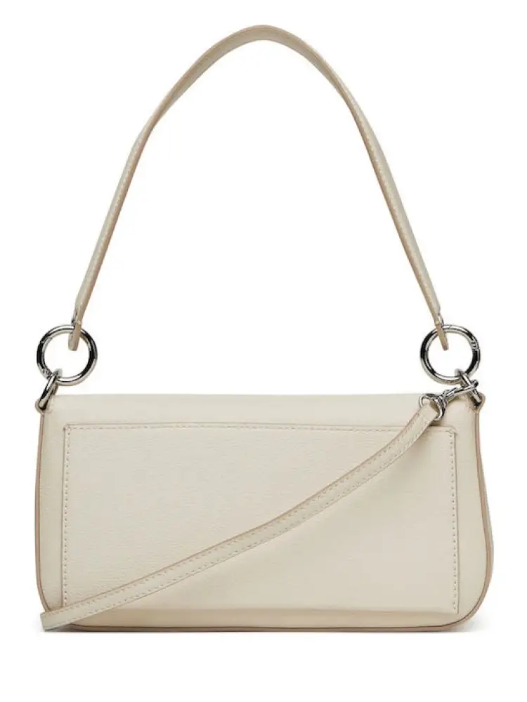 borsa beige donna in ecopelle con tracolla logo in rilievo miniatura 3
