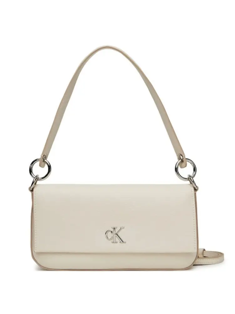 borsa beige donna in ecopelle con tracolla logo in rilievo