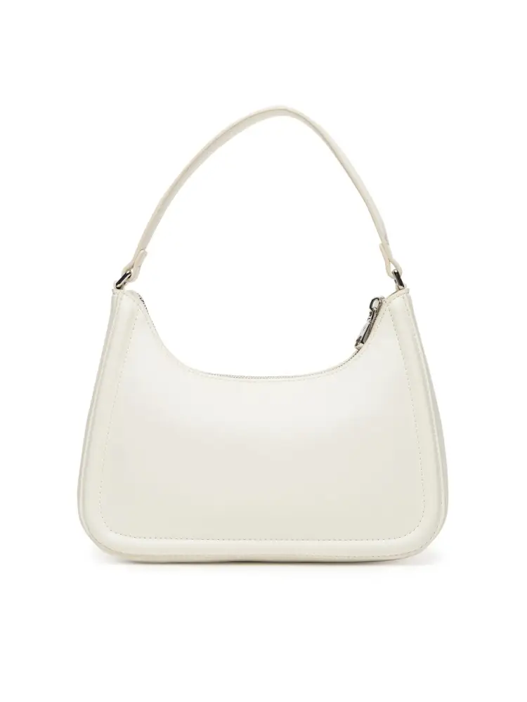borsa bianca donna a spalla in ecopelle logo sul davanti miniatura 3