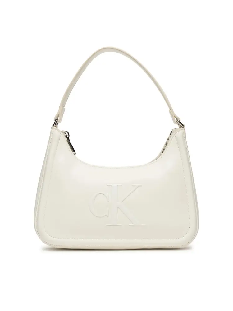 borsa bianca donna a spalla in ecopelle logo sul davanti