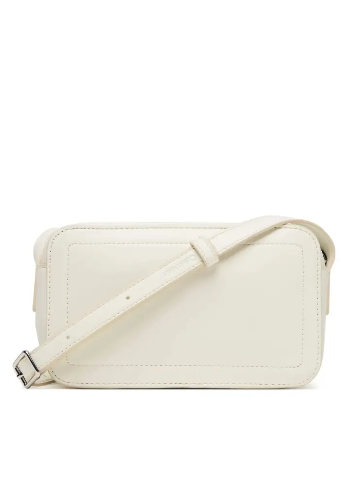 borsa bianca donna in ecopelle con tracolla logo sul davanti miniatura 2