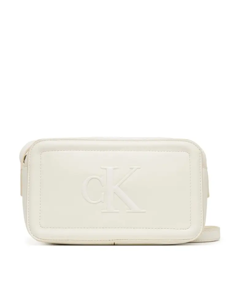 borsa bianca donna in ecopelle con tracolla logo sul davanti