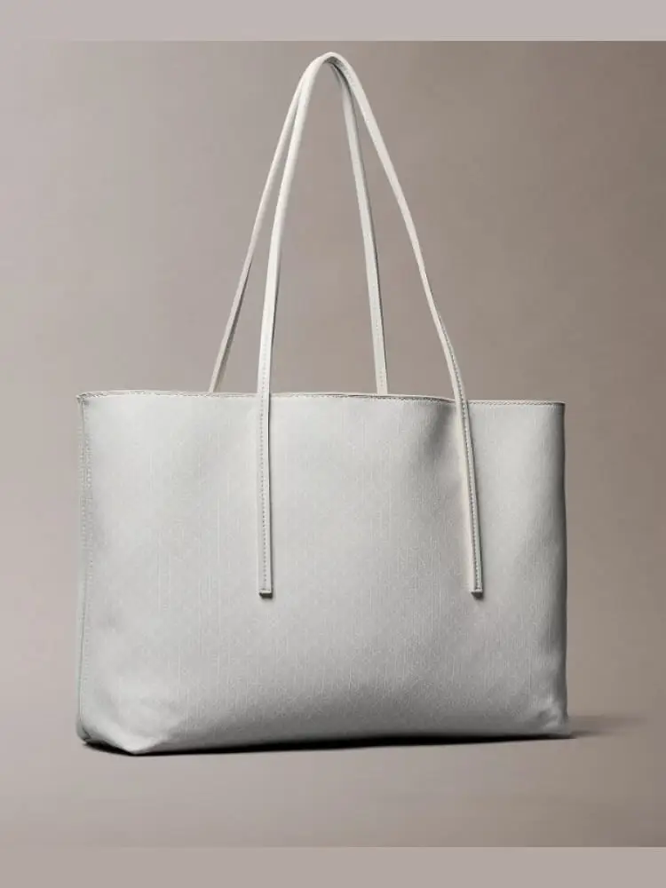 borsa bianca donna shopping con logo miniatura 2