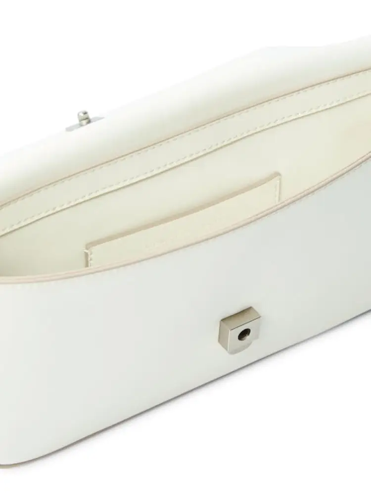 borsa crema donna in ecopelle a spalla logo in rilievo sul davanti miniatura 3