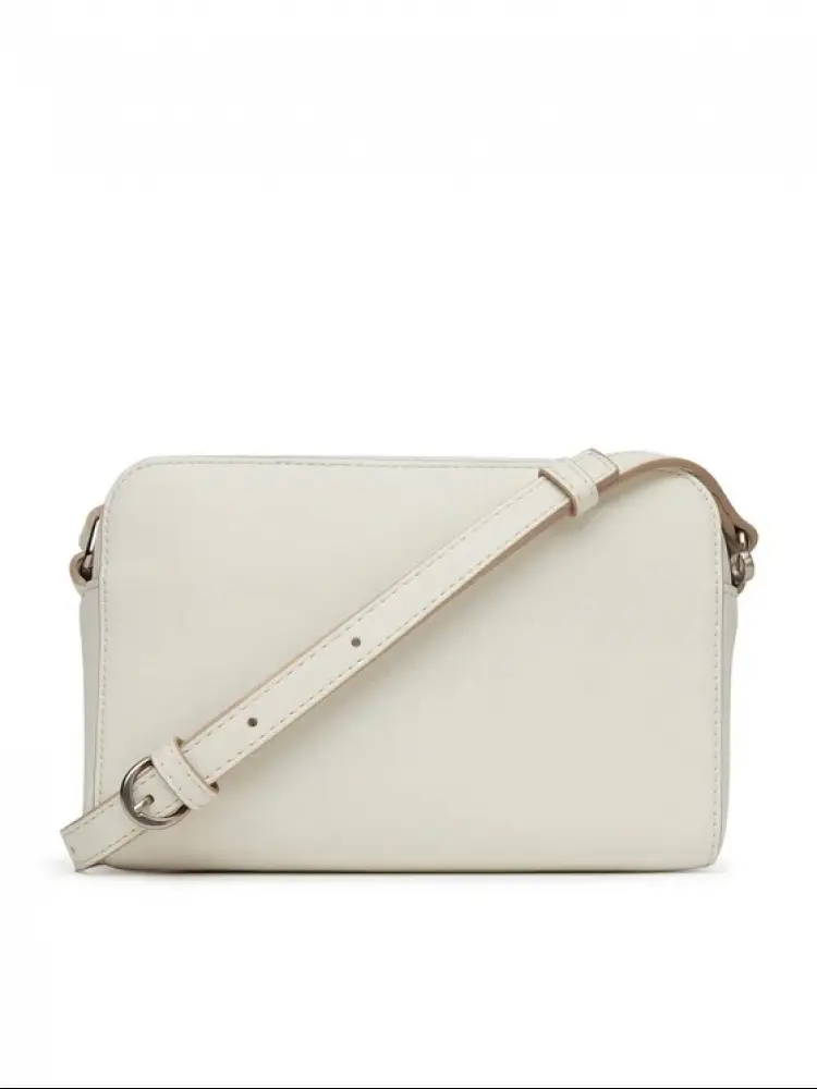 borsa crema donna in ecopelle con tracolla logo in rilievo miniatura 2