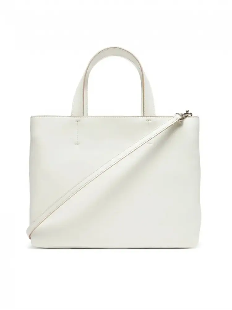 borsa crema donna in ecopelle con tracolla logo in rilievo miniatura 2