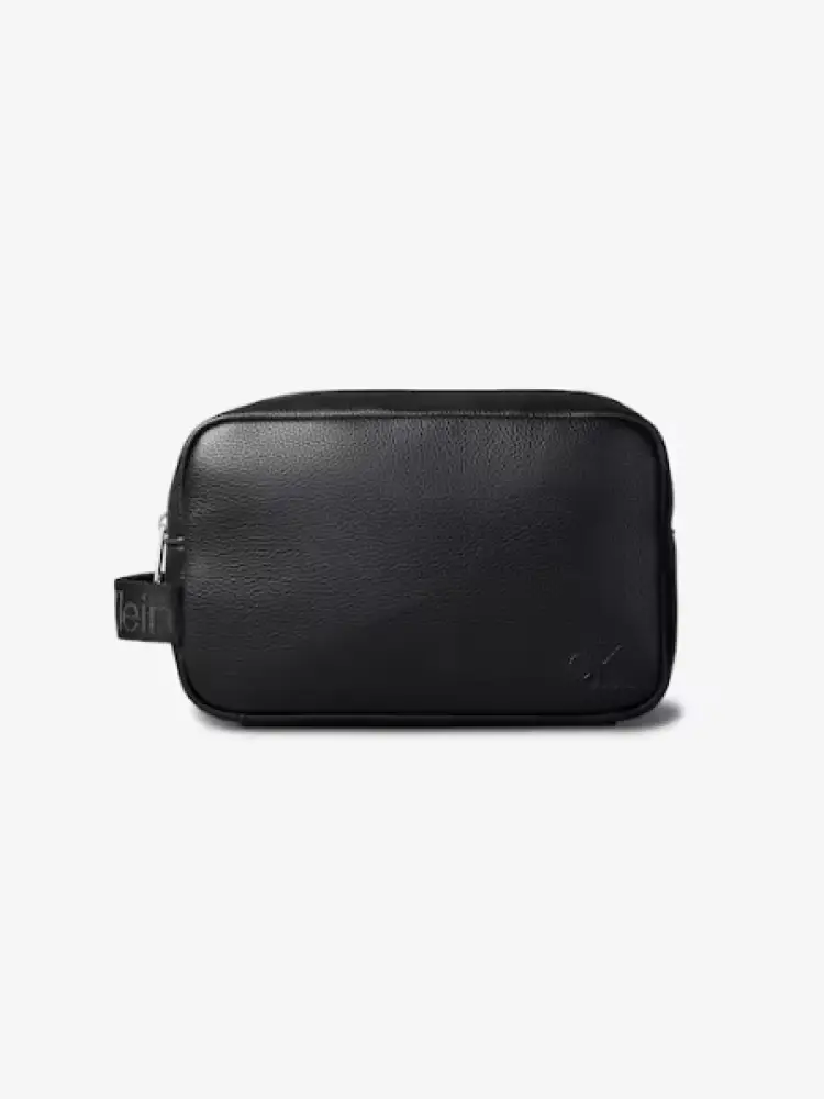 borsa da viaggio in pelle nera con logo