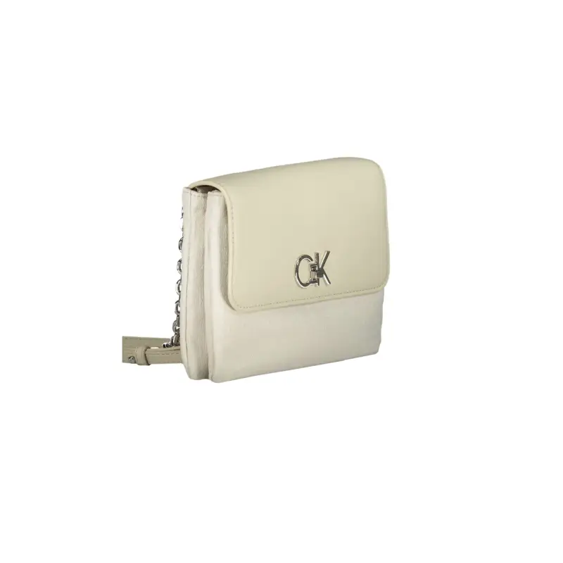 Borsa Donna Beige con Manico in Catena e Tracolla Removibile Beige miniatura 3