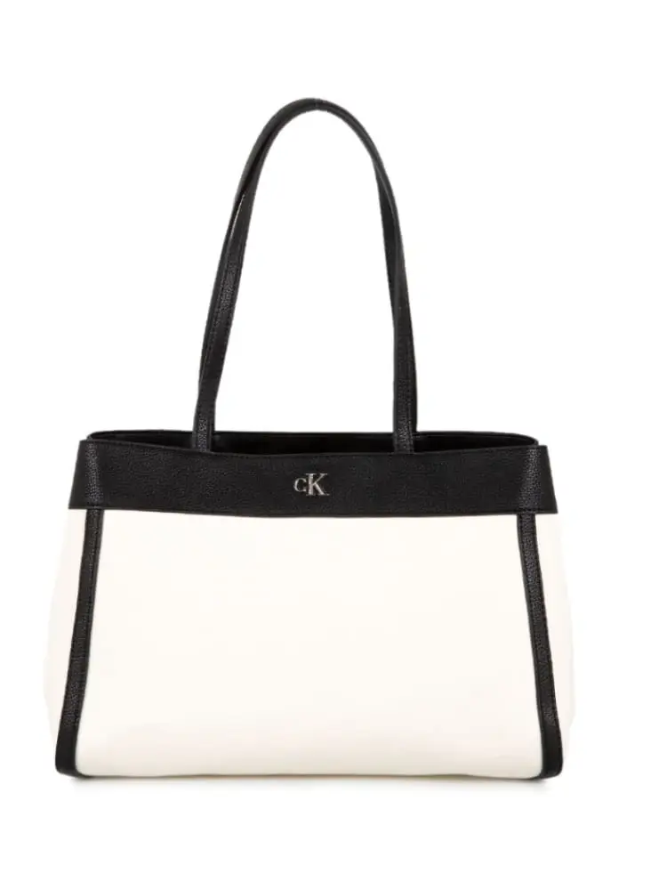 borsa donna bianca e nera in similpelle con micrologo