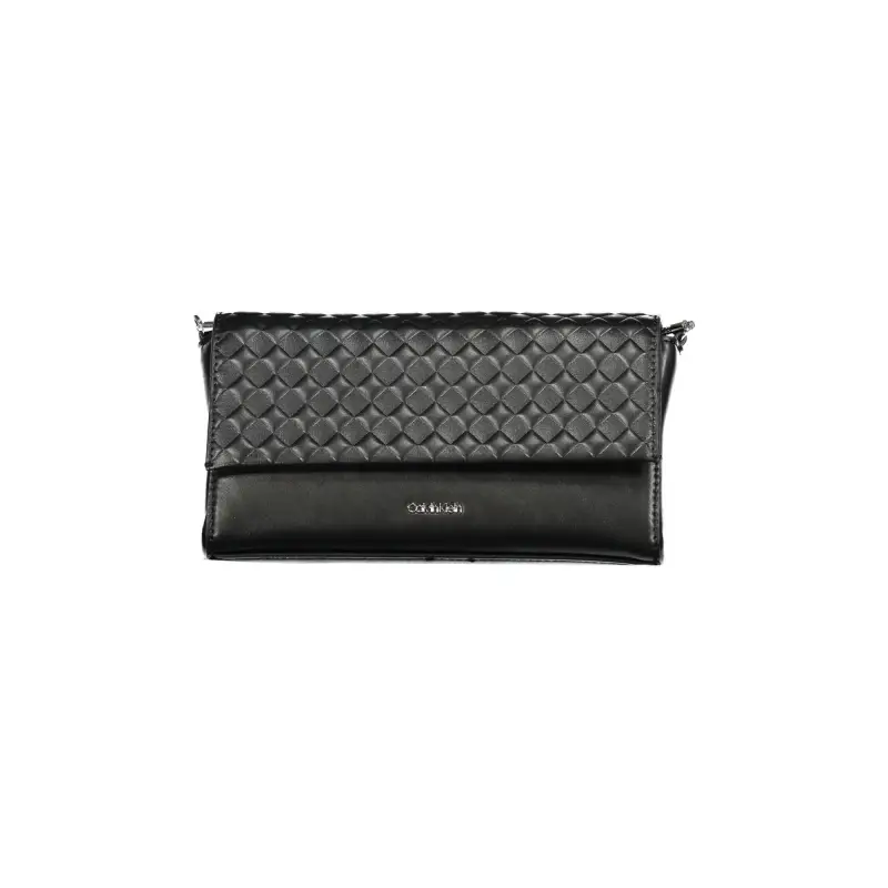 Borsa Donna Nera a Tracolla con Catena e Dettagli a Contrasto Nero