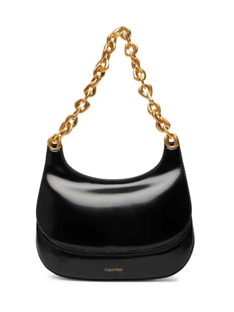 borsa donna nera in similpelle con catena dorata