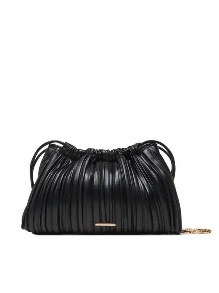 borsa drawstring plisse in ecopelle bianca
