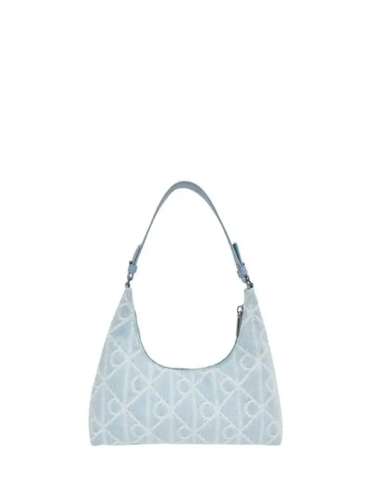 borsa in denim chiara donna logo all over miniatura 2