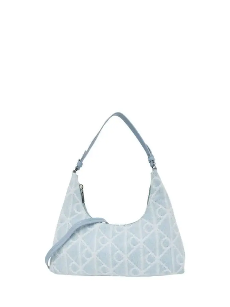 borsa in denim chiara donna logo all over