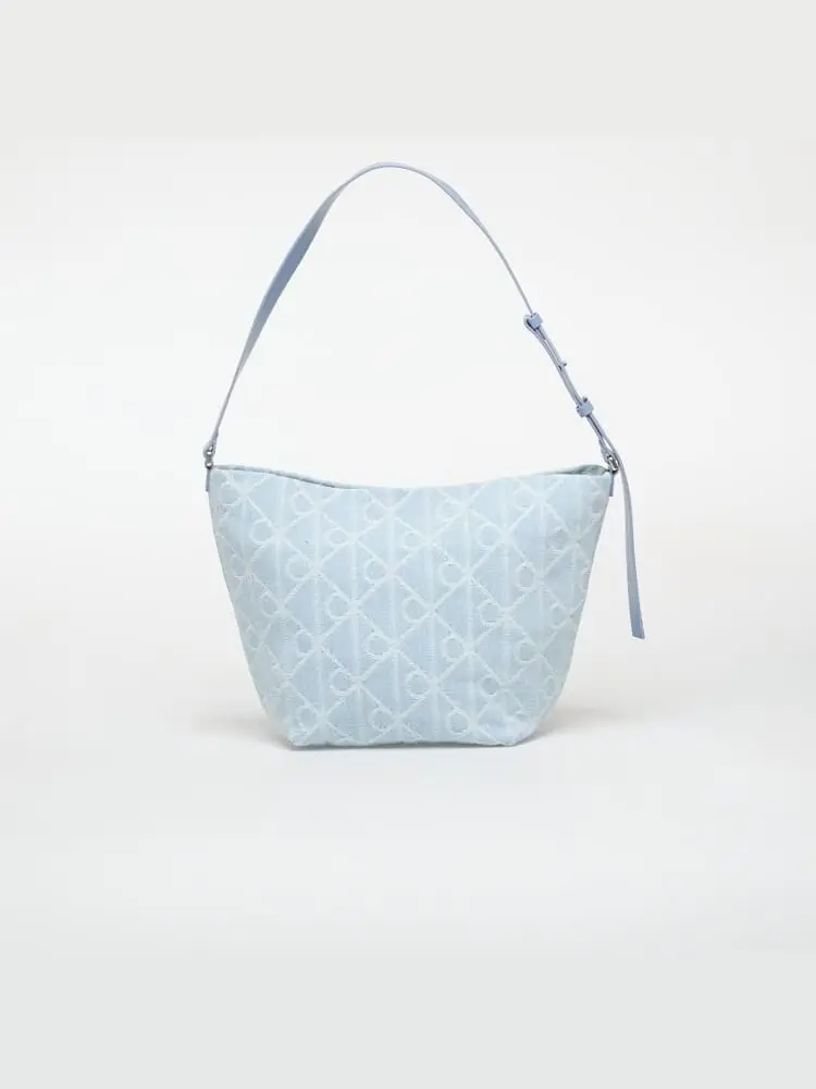 borsa in denim chiara donna logo all over