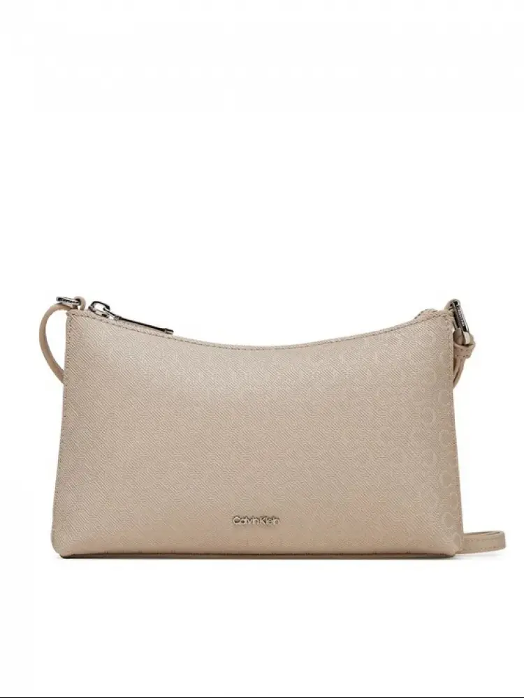 borsa in ecopelle con logo all over beige